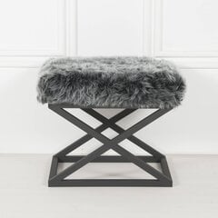 Pouffe Capraz Plush - Black, Grey kaina ir informacija | Sėdmaišiai ir pufai | pigu.lt