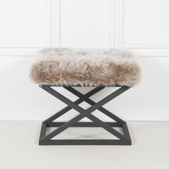 Pouffe Capraz Plush - Black, Grey v2 цена и информация | Кресла-мешки и пуфы | pigu.lt