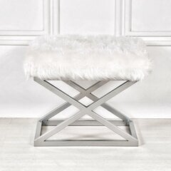 Pouffe Capraz Plush - Silver, White цена и информация | Кресла-мешки и пуфы | pigu.lt