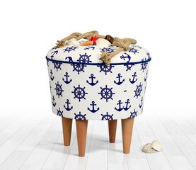 Pouffe Cunda - Blue, White цена и информация | Кресла-мешки и пуфы | pigu.lt