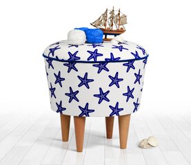 Pouffe Cunda v3 - Blue, White цена и информация | Кресла-мешки и пуфы | pigu.lt