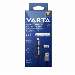 Varta 3in1 Speed Charge And Sync Cable цена и информация | Кабели для телефонов | pigu.lt