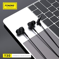 Foneng Earphones T30 with microphone black цена и информация | Наушники | pigu.lt