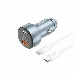 Foneng Car charger C18 - USB + Type C - PD 30W 3A with Type C to Lightning cable grey цена и информация | Зарядные устройства для телефонов | pigu.lt