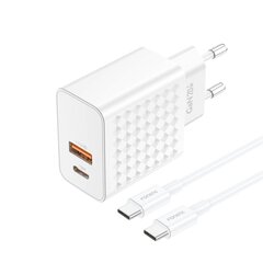 Foneng Wall charger EU42 GaN - USB + Type C - PD 20W 3A with Type C to Type C cable white цена и информация | Зарядные устройства для телефонов | pigu.lt