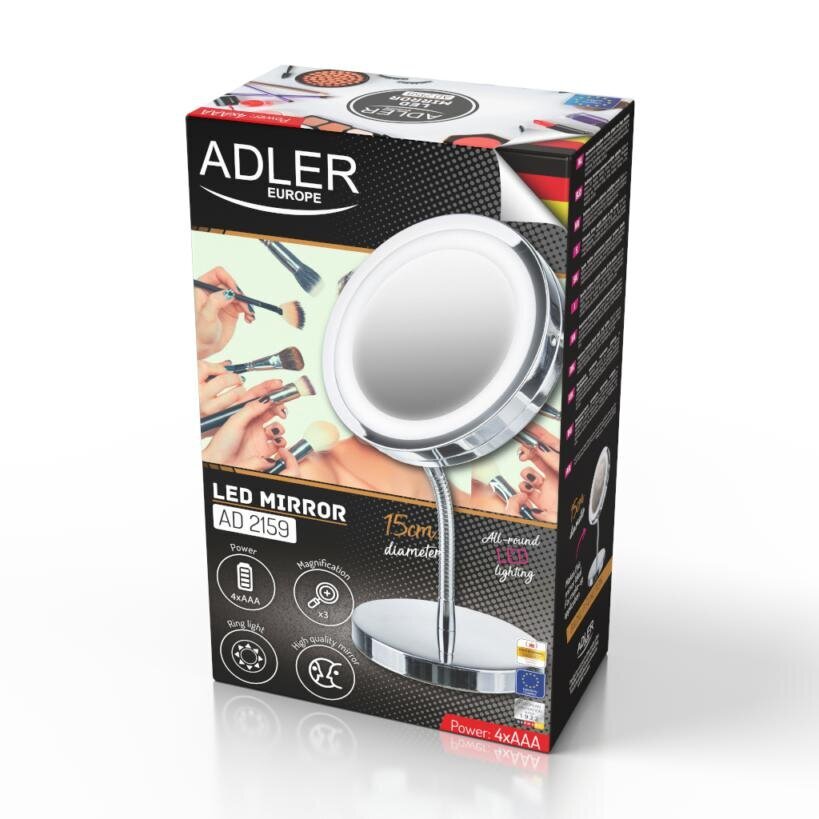 Veidrodėlis su apšvietimu Adler AD 2159 LED цена и информация | Kosmetinės, veidrodėliai | pigu.lt