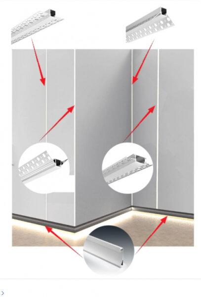 Integruotas / žemo profilio anoduoto aliuminio profilis su matiniu stiklu LED juostelei gipso kartono plokštėms, plytelėms, 2m x 52,5 mm x 13,3 mm kaina ir informacija | LED juostos | pigu.lt