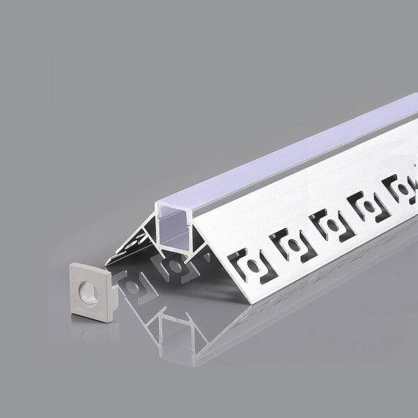 Integruotas kampinis anoduoto aliuminio profilis LED juostelėms su matiniu stiklu, 3m x 50mm x 22mm kaina ir informacija | LED juostos | pigu.lt