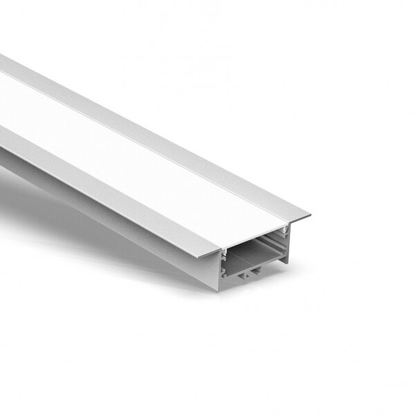 Įleidžiamas platus anoduoto aliuminio profilis su matiniu stiklu 1-5 eilėms LED juostelių gipso kartono plokštėms, plytelėms, baldams ir kt., 3m x 74mm x 35mm kaina ir informacija | LED juostos | pigu.lt