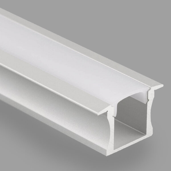 Įleidžiamas giliai anoduoto aliuminio profilis su matiniu stiklu, skirtas LED juostelei gipso kartono plokštėms, plytelėms, baldams ir kt., 3m x 24mm x 14,2mm цена и информация | LED juostos | pigu.lt