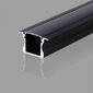 Įleidžiamas juodas giliai anoduotas aliuminio profilis su juodu stiklu, skirtas LED juostelei gipso kartonui, plytelėms, baldams ir kt., 3m x 24mm x 14,2mm kaina ir informacija | LED juostos | pigu.lt