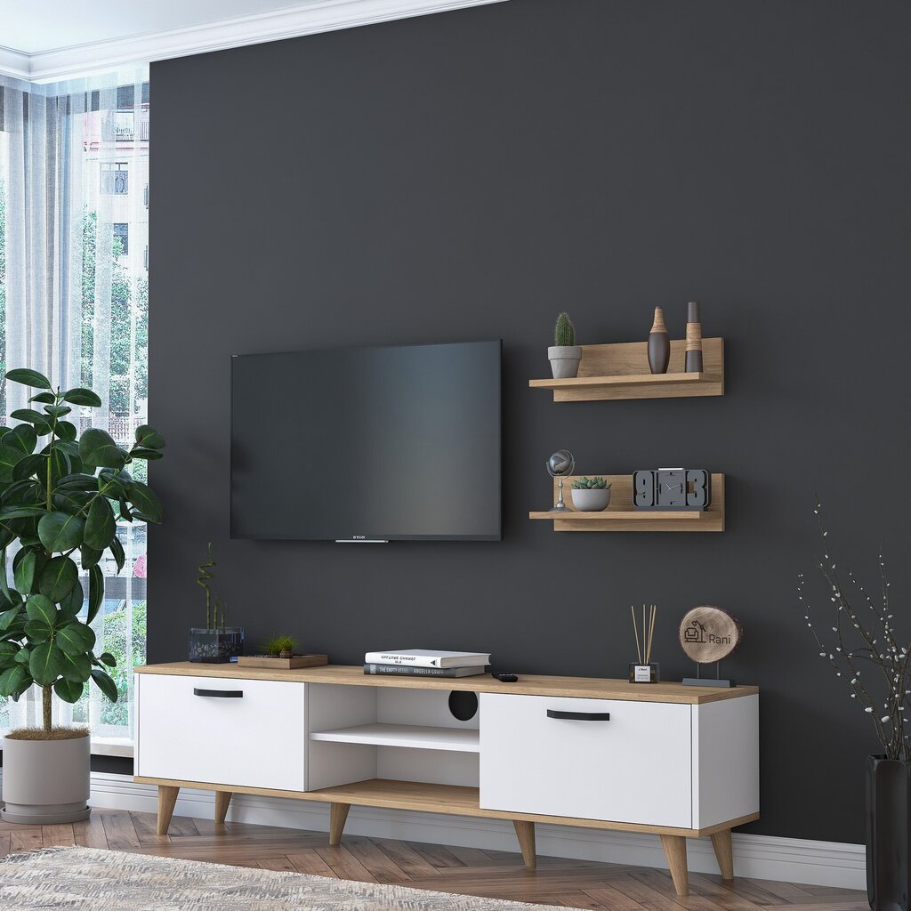 TV staliukas Asir M48 1043, baltas/rudas kaina ir informacija | TV staliukai | pigu.lt