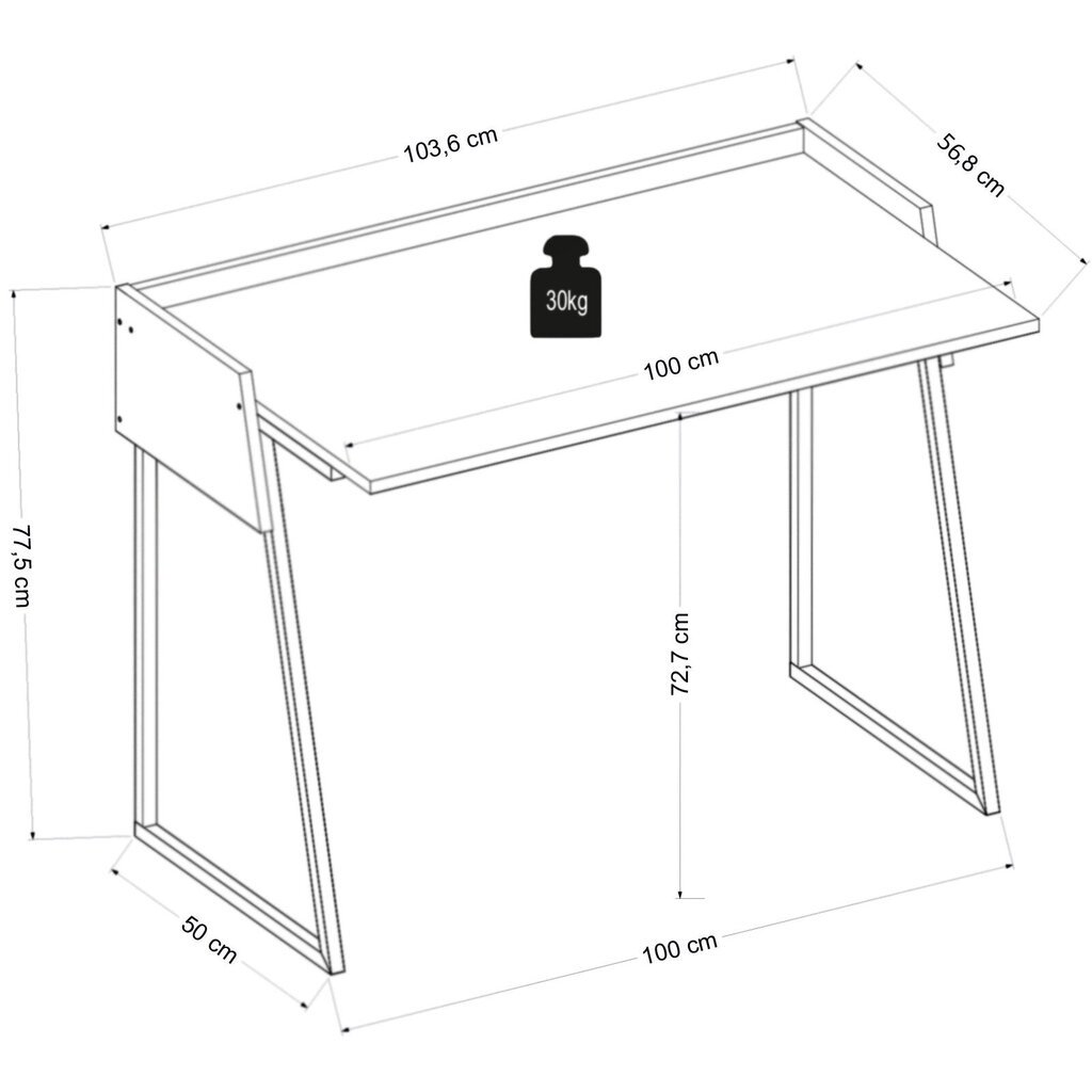Rašomasis stalas Asir Rone, pilkas/rudas kaina ir informacija | Kompiuteriniai, rašomieji stalai | pigu.lt