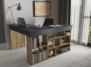 Rašomasis stalas Asir Theos, pilkas/rudas kaina ir informacija | Kompiuteriniai, rašomieji stalai | pigu.lt