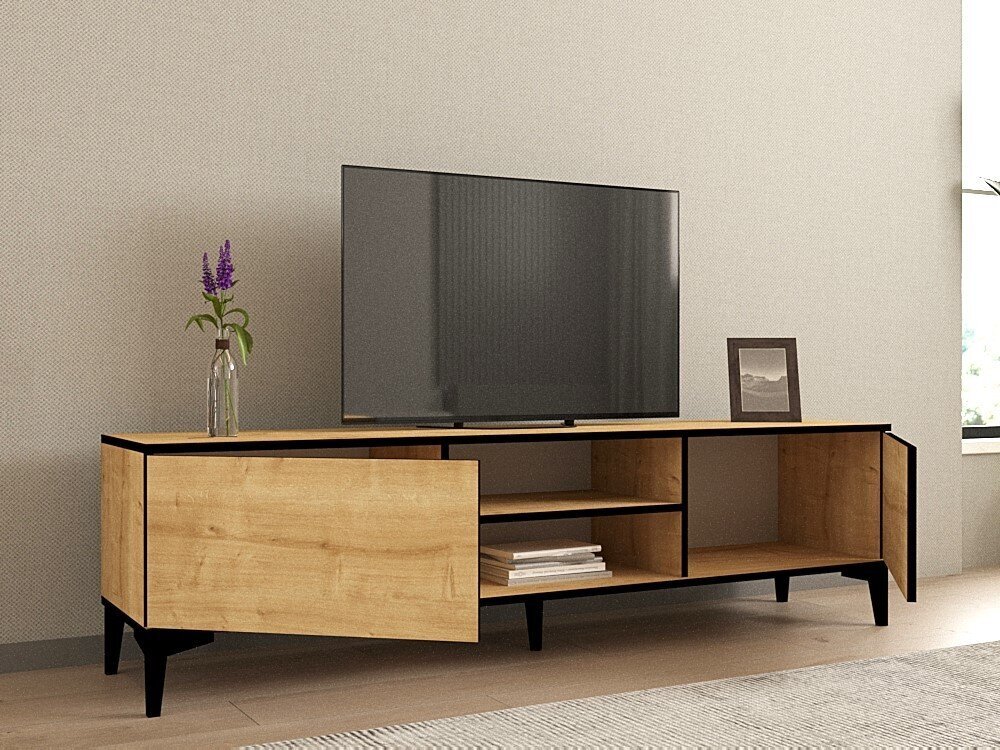 TV stovas Asir, 180x40x45 cm, smėlio/juodas kaina ir informacija | TV staliukai | pigu.lt