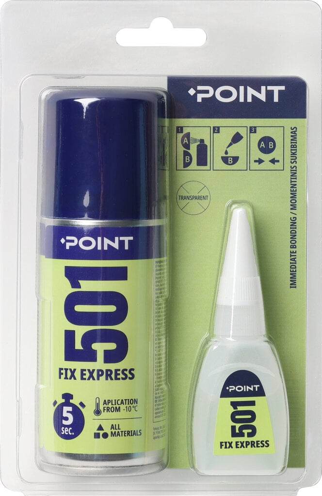 Purškiami klijai su aktyvatoriumi Point 501 Fix Express, 100 ml kaina ir informacija | Klijai | pigu.lt