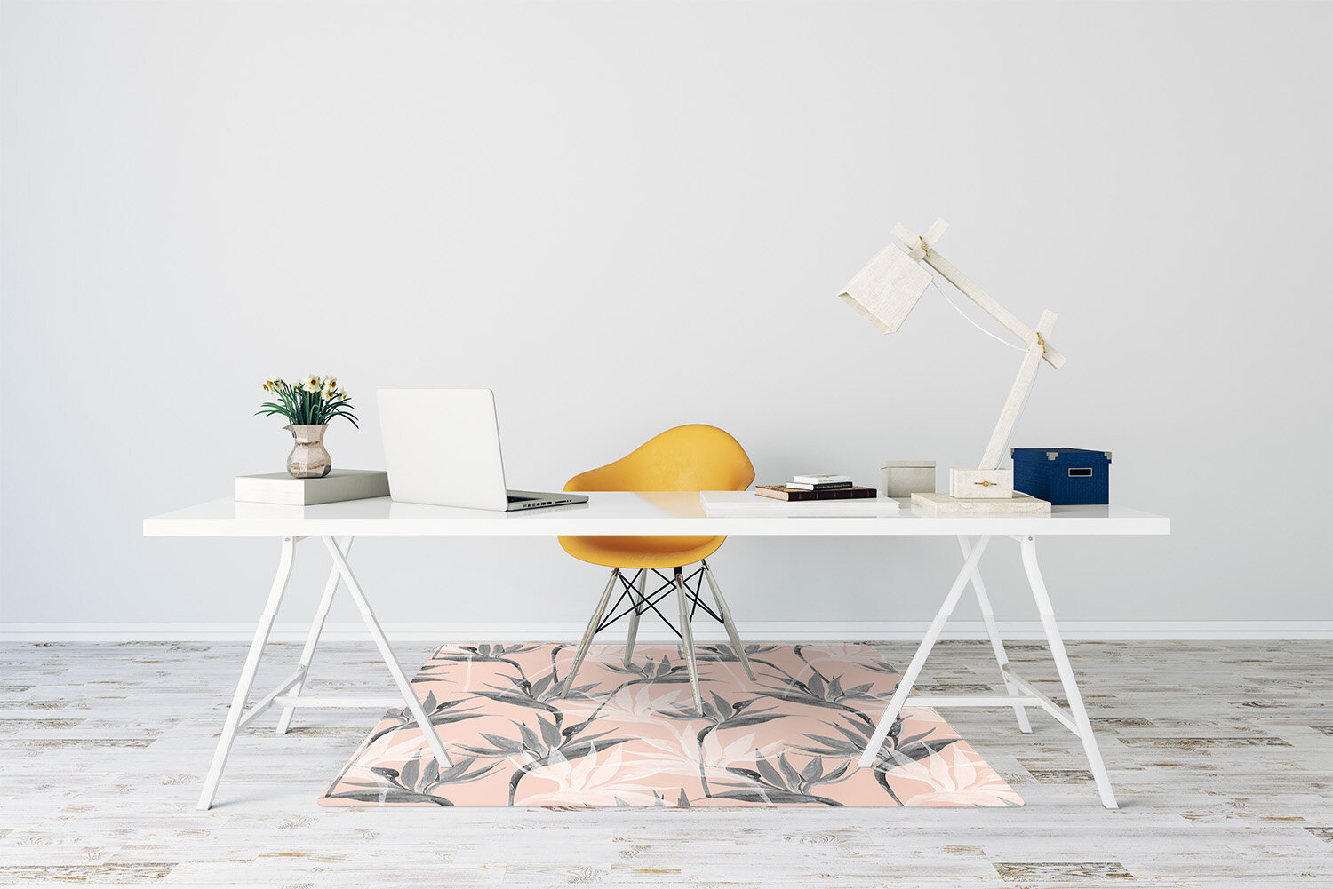 Apsauginis grindų kilimėlis Decormat Juodos ir baltos gėlės, įvairių spalvų цена и информация | Biuro kėdės | pigu.lt