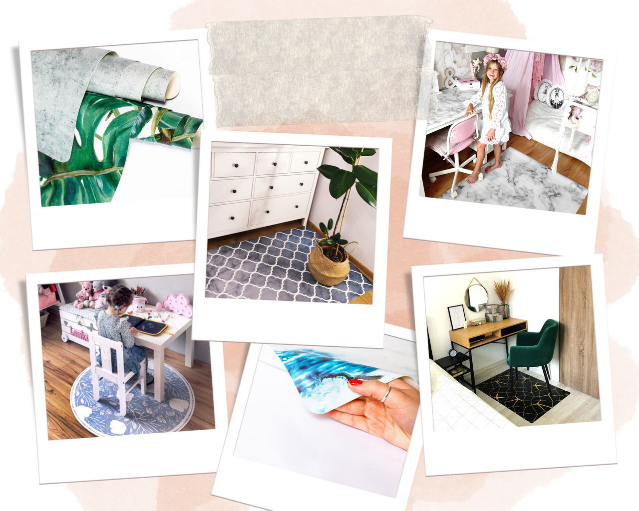 Apsauginis grindų kilimėlis Decormat Rožiniai bijūnai, įvairių spalvų kaina ir informacija | Biuro kėdės | pigu.lt