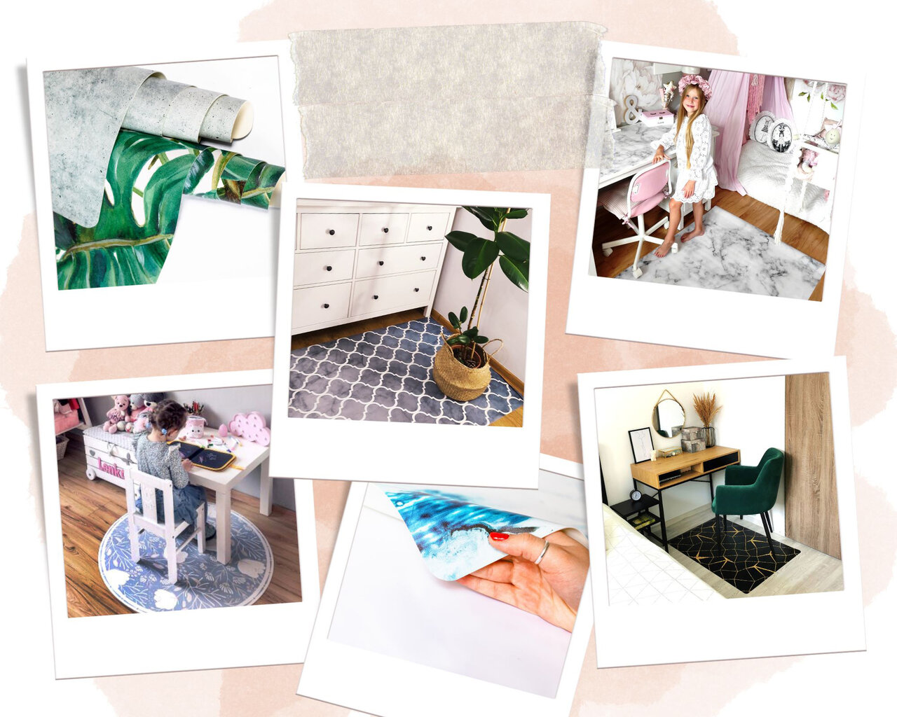Apsauginis grindų kilimėlis Decormat Rožės ir taškai, įvairių spalvų цена и информация | Biuro kėdės | pigu.lt