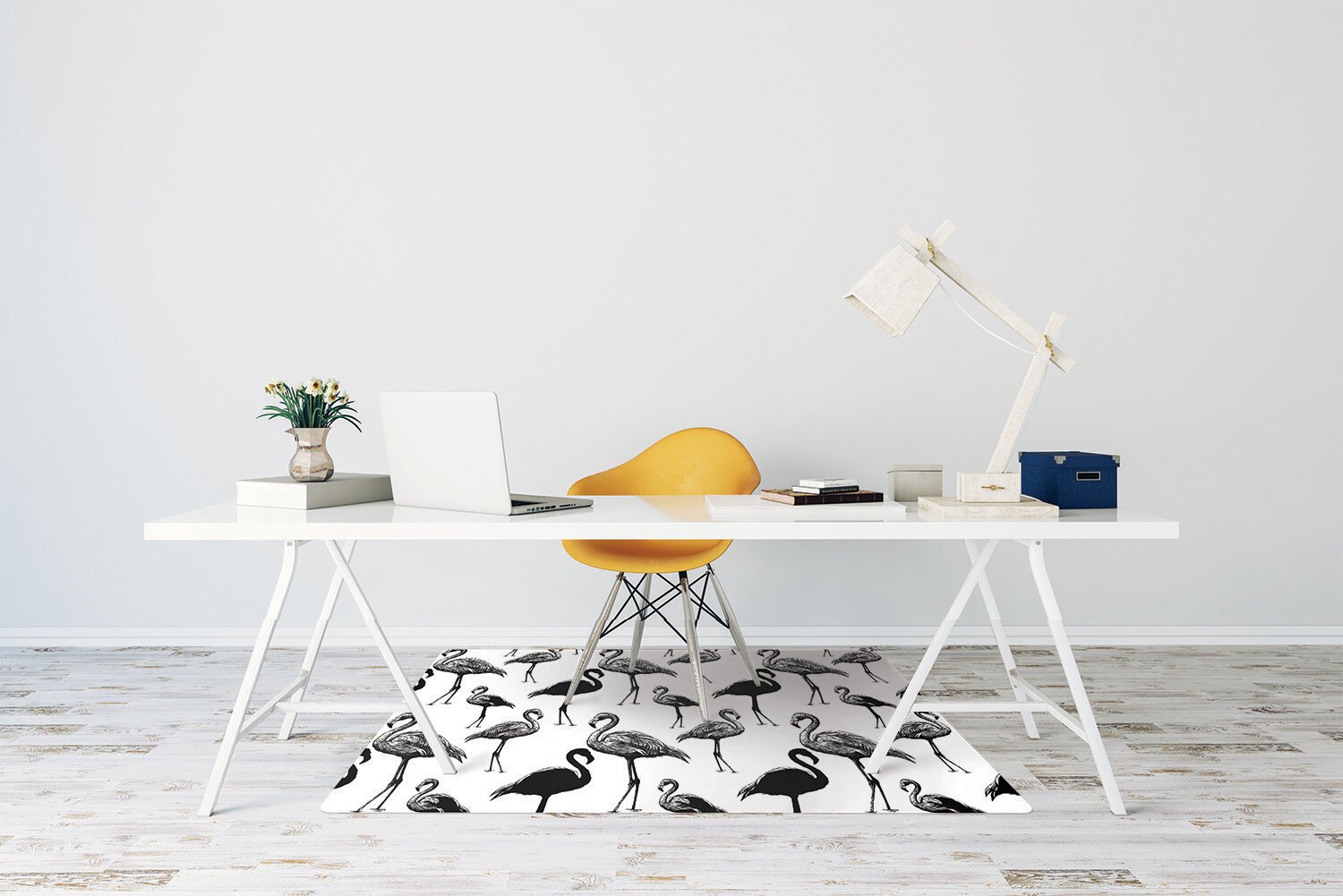 Apsauginis grindų kilimėlis Decormat Retro stiliaus flamingos, įvairių spalvų kaina ir informacija | Biuro kėdės | pigu.lt