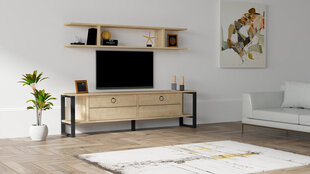 TV stovas Asir, 160x45x30 cm, smėlio/juodas kaina ir informacija | TV staliukai | pigu.lt