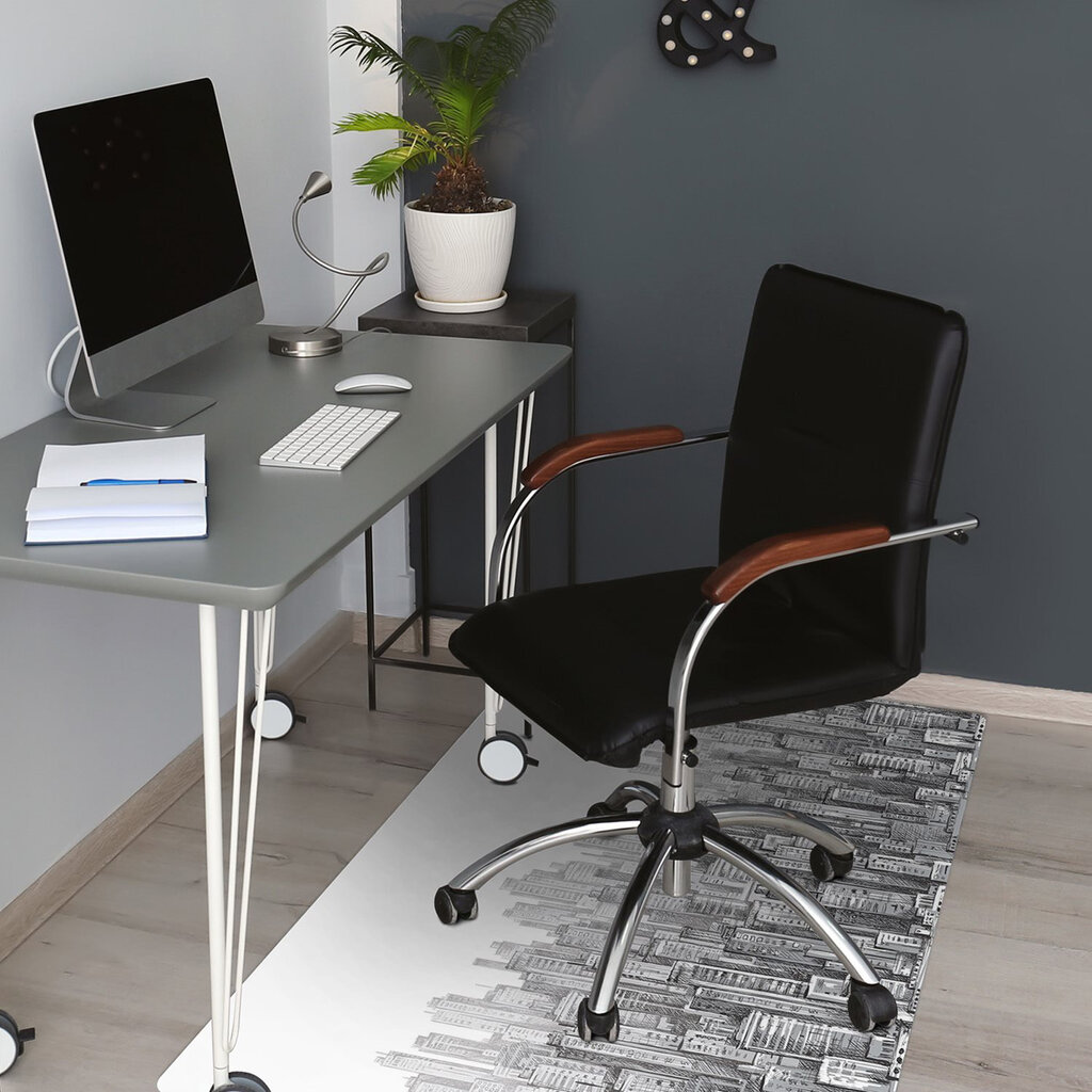 Apsauginis grindų kilimėlis Decormat Juodas ir baltas miestas, įvairių spalvų kaina ir informacija | Biuro kėdės | pigu.lt