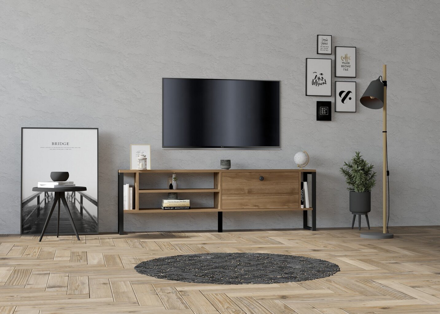 TV stovas Asir, 160x50,4x24,5 cm, rudas цена и информация | TV staliukai | pigu.lt