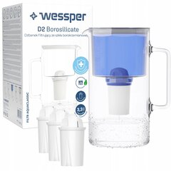 Кувшин Wessper AquaClassic D2 синий + 4 фильтра Wessper AquaClassic в комплекте цена и информация | Фильтры для воды | pigu.lt