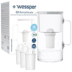Кувшин Wessper AquaClassic D2 мята + 4 фильтра Wessper AquaClassic в комплекте цена и информация | Фильтры для воды | pigu.lt