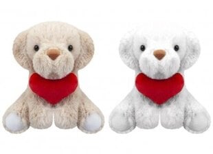 Pliušinis valentino šuniukas su širdele, rudas, 15 cm kaina ir informacija | Minkšti (pliušiniai) žaislai | pigu.lt