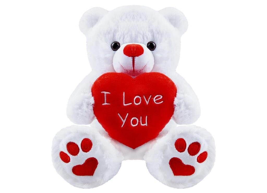 Pliušinis valentino meškutis su širdele, 18 cm kaina ir informacija | Minkšti (pliušiniai) žaislai | pigu.lt