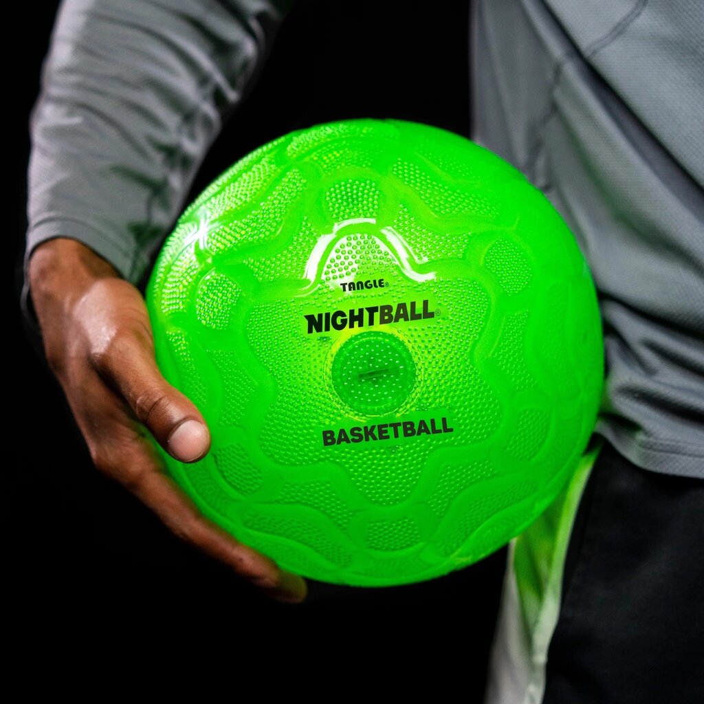 Tamsoje šviečiantis krepšinio kamuolys Tangle NightBall, 25 cm, žalias kaina ir informacija | Žaislai berniukams | pigu.lt