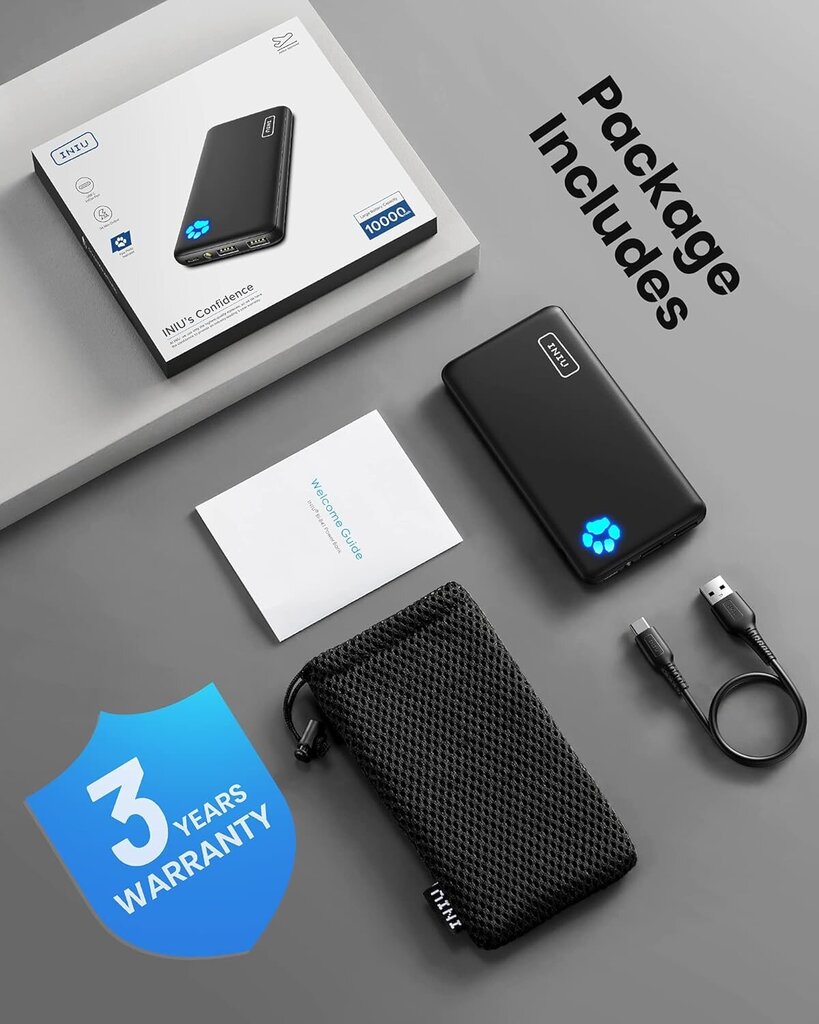 Iniu Refinement, 10000 mAh, 2 vnt. kaina ir informacija | Atsarginiai maitinimo šaltiniai (power bank) | pigu.lt