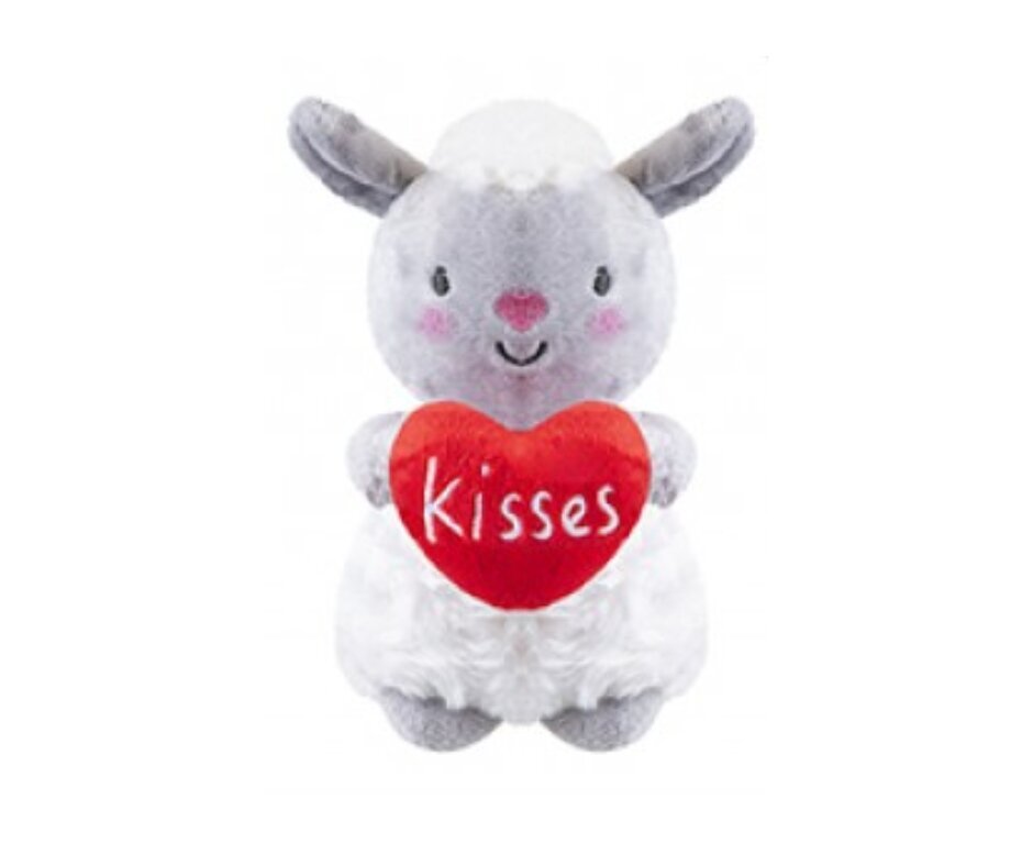 Pliušinė valentino avytė su širdele, 15 cm цена и информация | Minkšti (pliušiniai) žaislai | pigu.lt