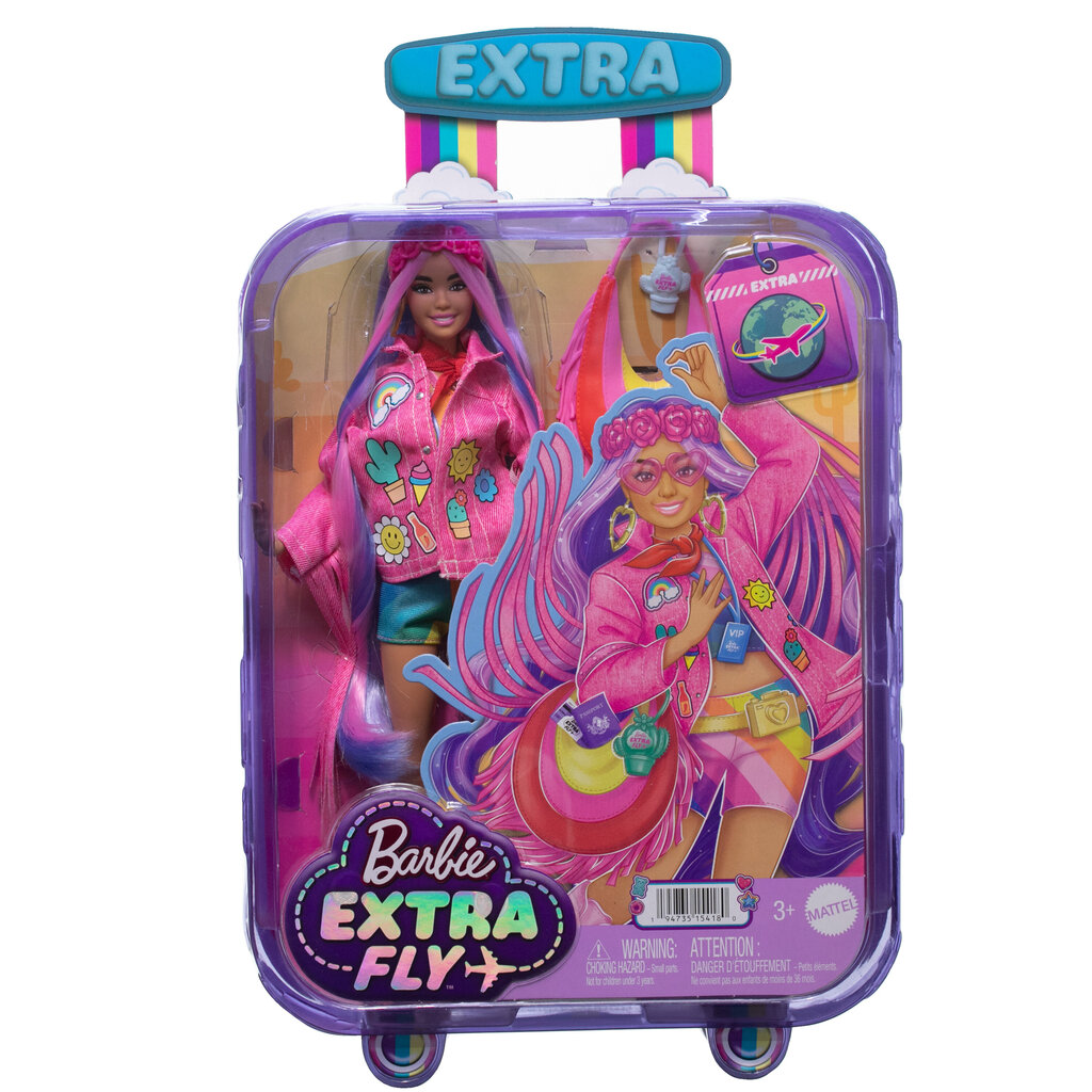 Teminė lėlė Extra Fly Barbie, rožinė, 32,5x25x7cm kaina ir informacija | Žaislai mergaitėms | pigu.lt