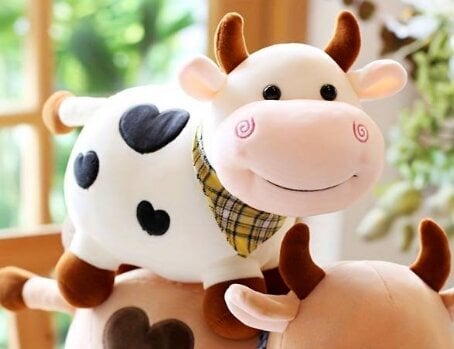 Pliušinė karvė, balta, 25cm kaina ir informacija | Minkšti (pliušiniai) žaislai | pigu.lt