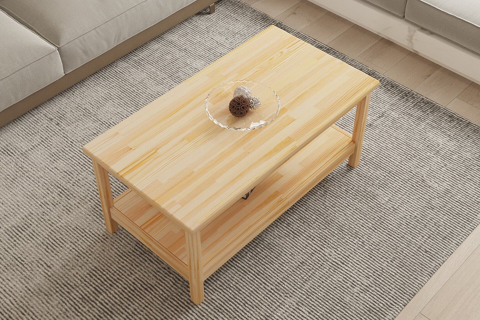Kavos staliukas Asir, 110x50x60 cm, smėlio spalvos kaina ir informacija | Kavos staliukai | pigu.lt