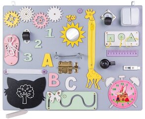 Tablica manipulacyjna drewniana różowy zegar 50x37,5cm цена и информация | Игрушки для малышей | pigu.lt