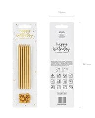 Lygios auksinės gimtadienio žvakės, 12 vnt., 12,5 cm kaina ir informacija | Dekoracijos šventėms | pigu.lt