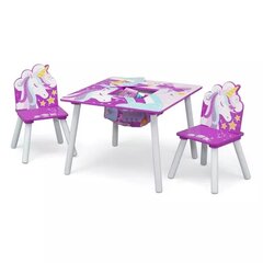 2 kėdžių ir stalo komplektas Delta Children, Vienaragis, violetinis цена и информация | Детские столы и стулья | pigu.lt