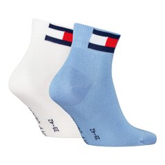 Kojinės vyrams Tommy Hilfiger Jeans 84891, baltos/mėlynos, 2vnt. kaina ir informacija | Vyriškos kojinės | pigu.lt