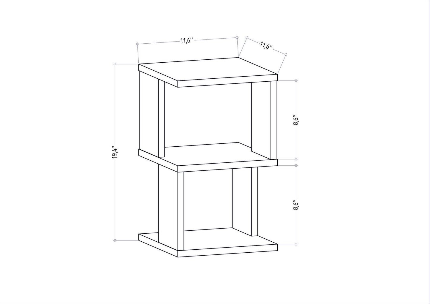 Naktinis staliukas Asir, 29,6x29,6x49,4 cm, pilkas/baltas цена и информация | Spintelės prie lovos | pigu.lt