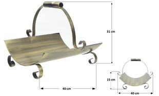 Корзина, подставка для камина 294 GOLD цена и информация | Принадлежности для отопительного оборудования | pigu.lt