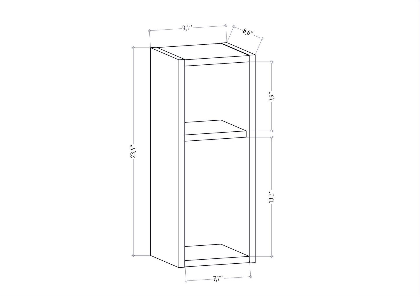 Naktinis staliukas Asir, 23,2x22x59,6 cm, baltas kaina ir informacija | Spintelės prie lovos | pigu.lt