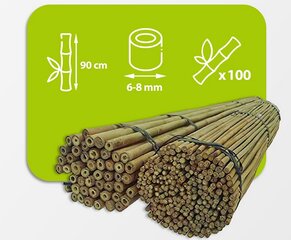 Бамбуковые палки 90 см, 6/8 мм / 100 шт. цена и информация | Подставки для цветов, держатели для вазонов | pigu.lt