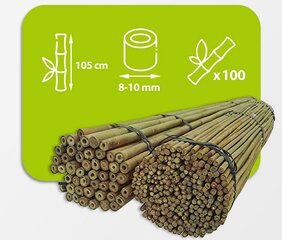 Бамбуковые палки 105 см, 8/10 мм / 100 шт. цена и информация | Подставки для цветов, держатели для вазонов | pigu.lt