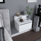 Naktinis staliukas Asir, 39,8x31,9x35 cm, baltas kaina ir informacija | Spintelės prie lovos | pigu.lt