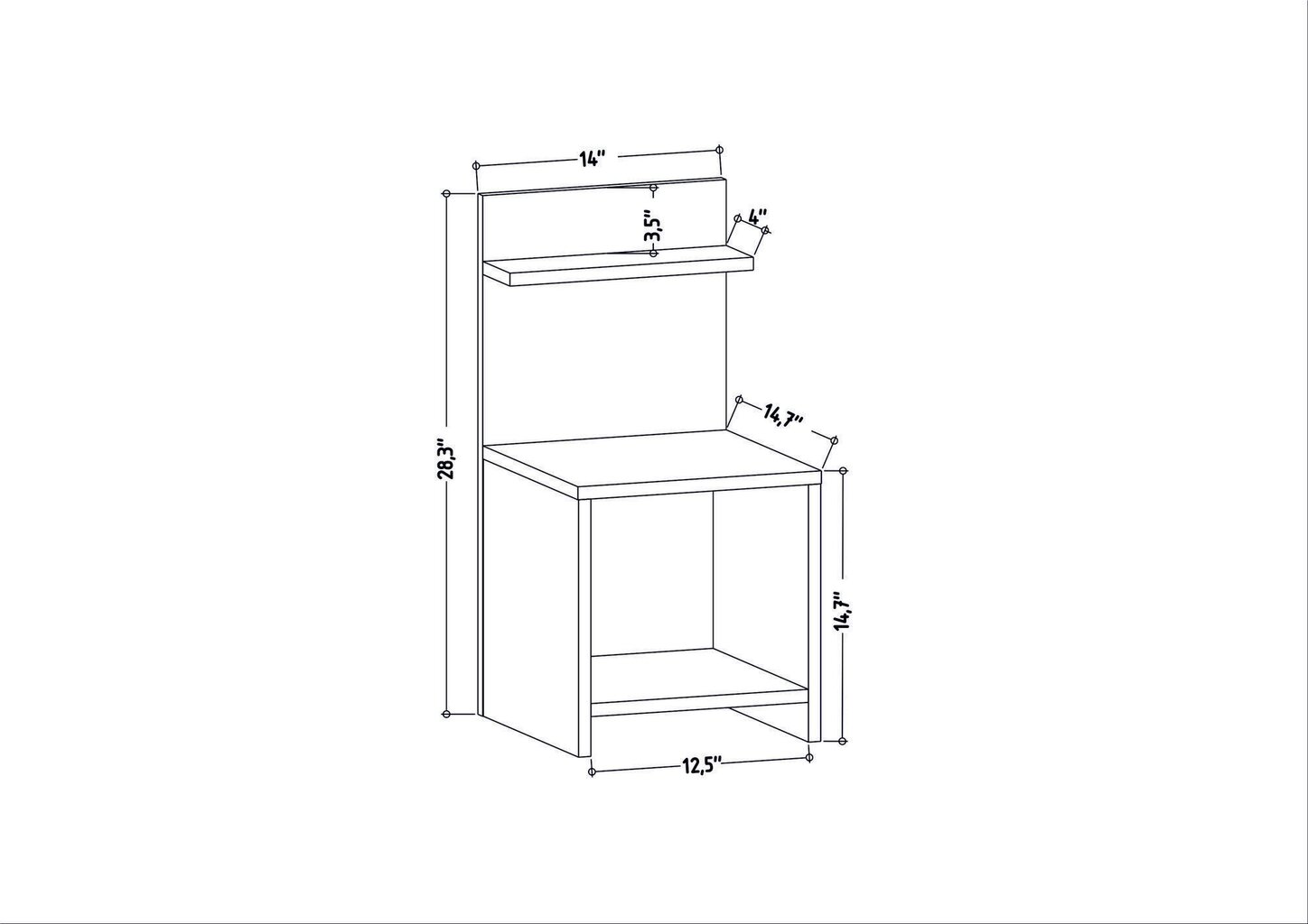 Naktinis staliukas Asir, 35,6x37,4x72 cm, baltas kaina ir informacija | Spintelės prie lovos | pigu.lt