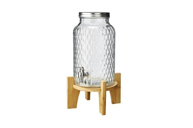Leone stiklainis su kraneliu ir bambukiniu pagrindu, 5,6l kaina ir informacija | Taurės, puodeliai, ąsočiai | pigu.lt