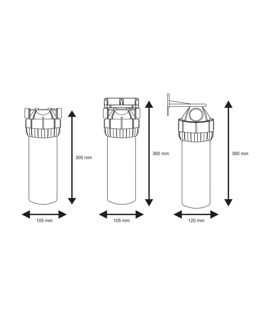 10" Aquafilter FHPR-3B serijos šalto vandens filtrų rinkiniai, 3 dalių kaina ir informacija | Vandens filtrai, valymo įrenginiai | pigu.lt